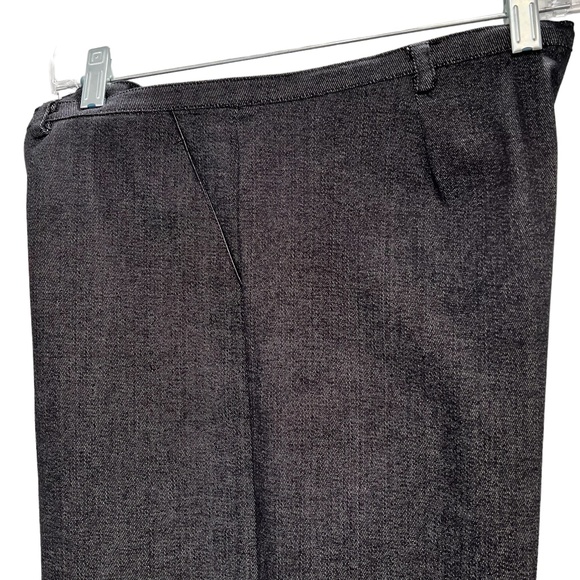 ELLEN TRACY COMPANY BLACK DENIM HIGH RISE WIDE LEG STRETCHY DENIM TROUSERS - Picture 7 of 16